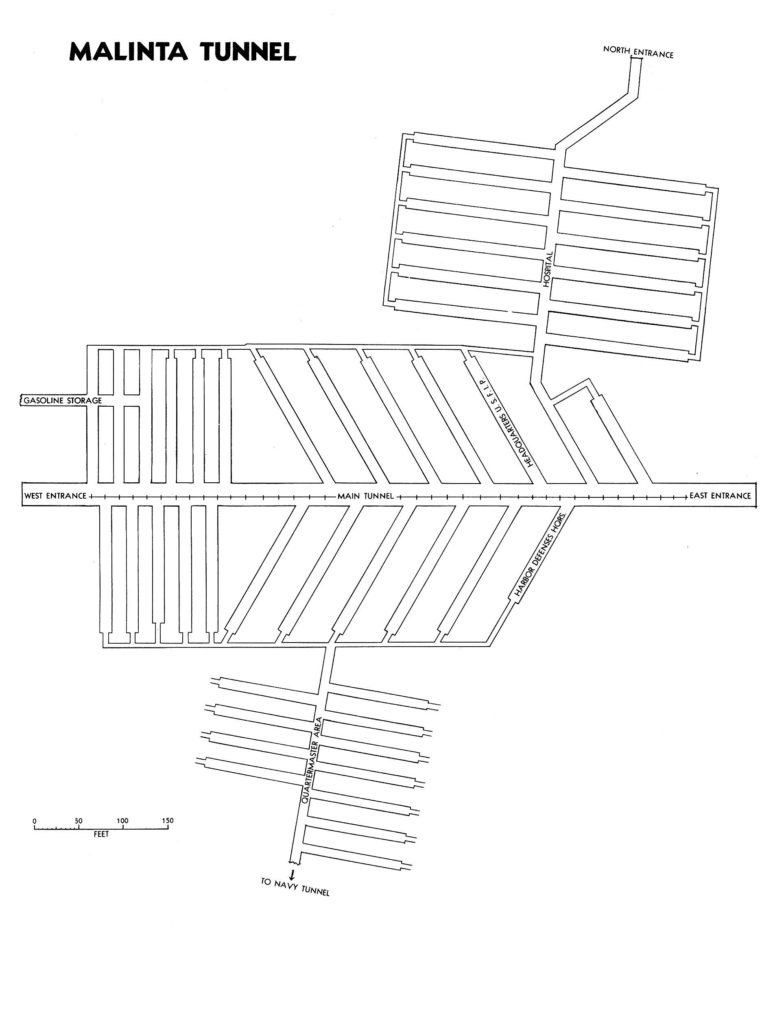 Map of the Malinta Tunnel system on Corregidor island, The Philippines, during WW2