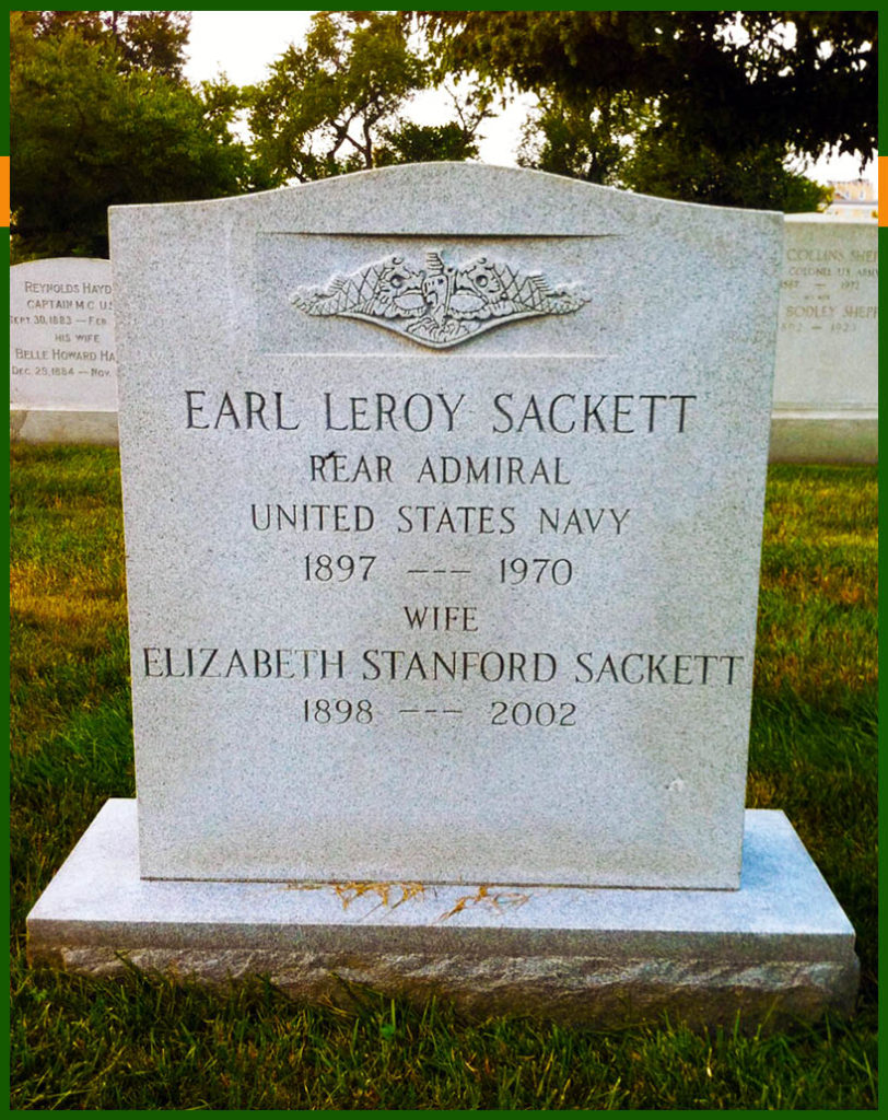 Headstone for Rear Admiral Earl L Sackett at Arlington National Cemetery