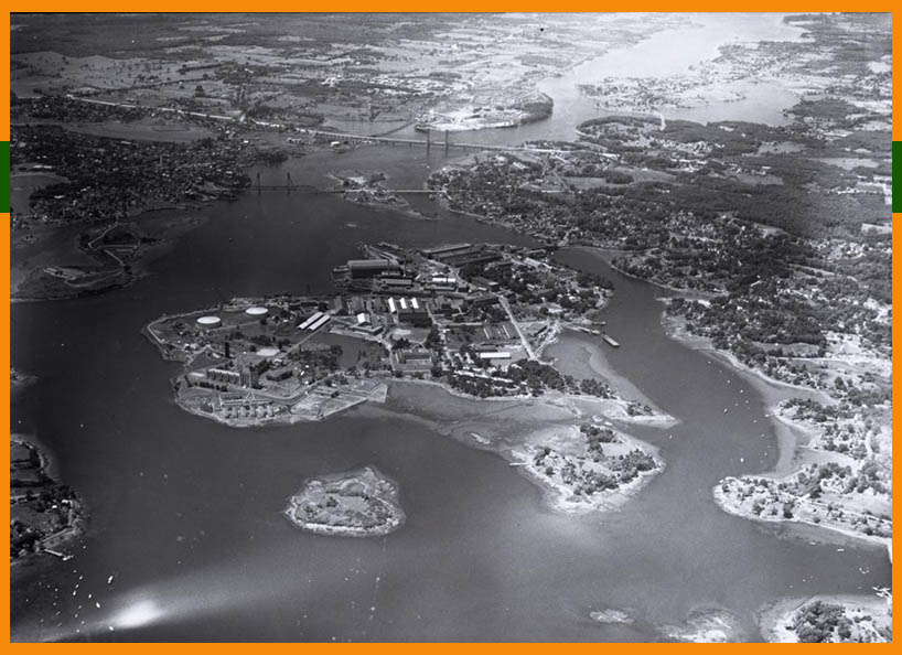 Portsmouth Navy Yard in New Hampshire and Maine where Commander Earl L Sackett served in the 1930s 